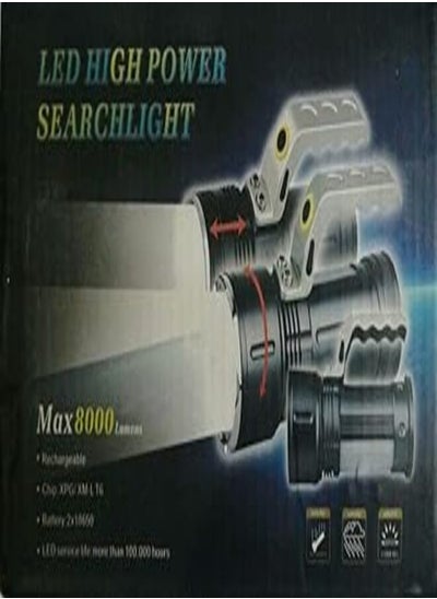 Buy LED Zoom ,Rechargeable ,Waterproof Handheld Flashlight - 8000 Lumen in Egypt