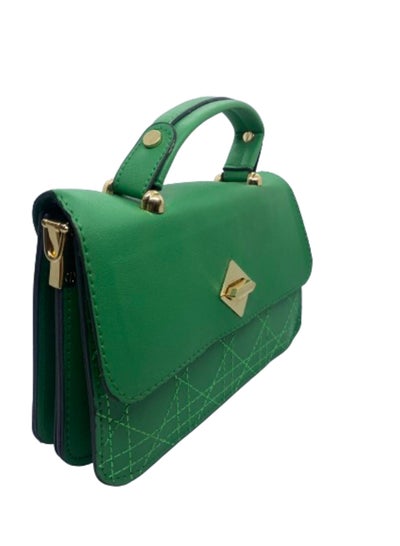 Buy Luxury women's leather bag, green color, with leather handle in Egypt