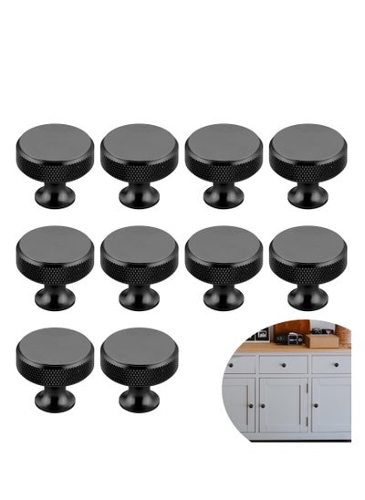 Buy Kitchen Cabinet Knobs, 10Pcs Black Cabinet Knobs Door Knobs, Drawer Knurled Dresser Pulls Zinc Alloy Round Hardware Knobs with Screws, for Cabinets and Drawers Kitchen Closet Door Knobs in Saudi Arabia