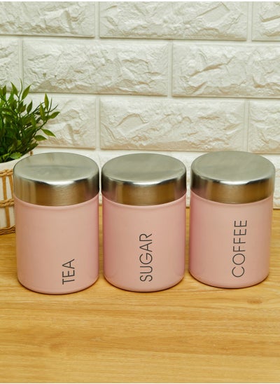 Buy Liberty Set Of 3 Pink Enamel Canisters in UAE