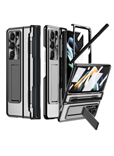 Buy Protective Case for Samsung Z Fold 5 - Compatible with S Pen & S Pen Holder & Kickstand, Stylish Gold Case with Pen Slot for Galaxy Z Fold 5 and Galaxy Z Fold 5 5G (Black) in UAE