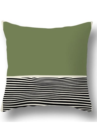 Buy Green abstract geometric print pillowcase pillow cover 45*45cm in UAE