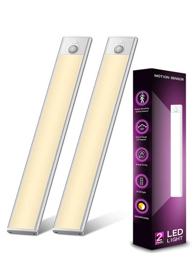 Buy Under Cabinet Lights, Wireless LED Motion Sensor Light, Detachable and Rechargeable Magnetic Strip Lights, Perfect for Kitchen, Brighten Any Space, 2 Pack in UAE