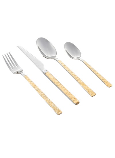 Buy Set Of Stainless Steel Spoons Forks And Knives 24 Pieces Silver And Gold in Saudi Arabia