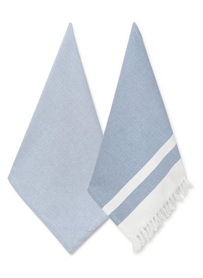 Buy Folkulture Cotton Kitchen Towels and Dish Towels Set of 2 Tea Towels and Dishcloths Blue, Cleaning and Hygiene in UAE