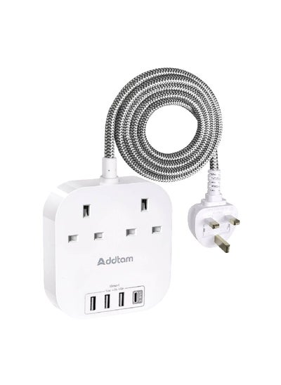 Buy 3250W 2-USB Port Lightweight Compact BS Socket Wall Socket Adapter White 11.6 x 10.6 cm PS-UKW23C in Saudi Arabia