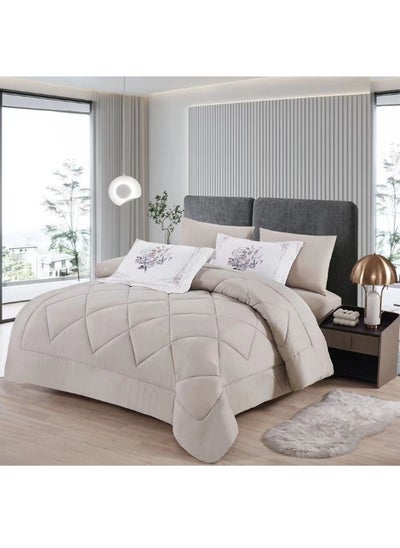 Buy Plain Duvet Set For Two Sides System Bedspread Consisting Of 6 Pieces, Duvet 6 Pieces, Microfiber 100% Duvet Size 240X220 Cm in Saudi Arabia