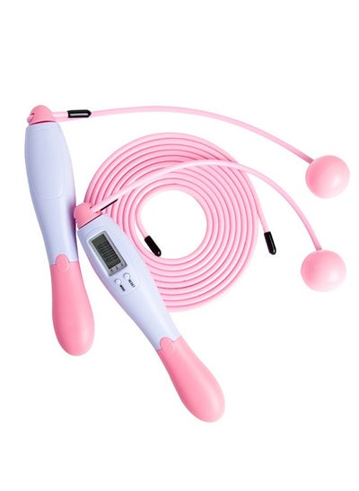 Buy Smart Skipping Rope with Counter, Adjustable Speed Jump Rope, Digital Smart Jump Rope, Indoor and Outdoor Exercise Adjustable Skipping Rope (Pink-White） in Saudi Arabia