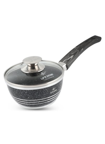 اشتري 16CM Non-Stick Aluminium Saucepan with Glass Lid | The Healthy Way to Cook في الامارات