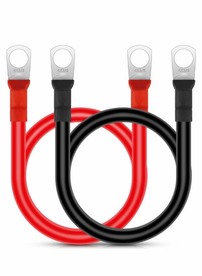 اشتري Car Battery Inverter Cables 12V Auto Battery Charge Cables Car Battery Leads with M8 Ring Terminals Copper Flexible Wire for Truck 50CM 4AWG 2Pcs في الامارات