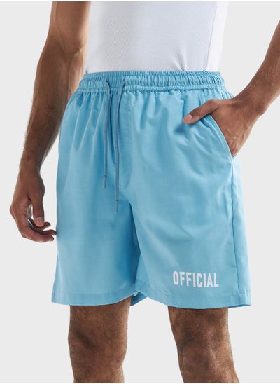 Buy Slogan Drawstring Shorts in UAE