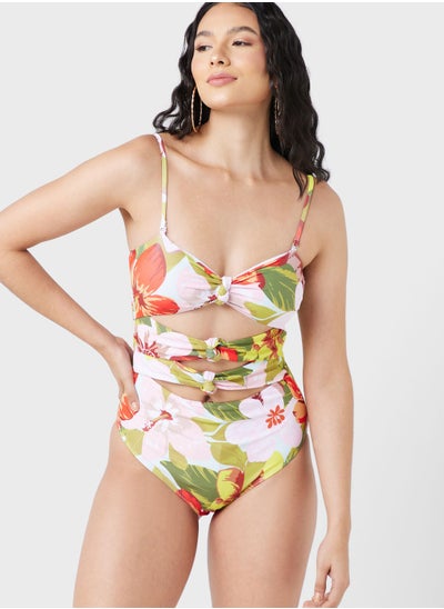 Buy Printed Swimsuit With Cutout Detail in Saudi Arabia