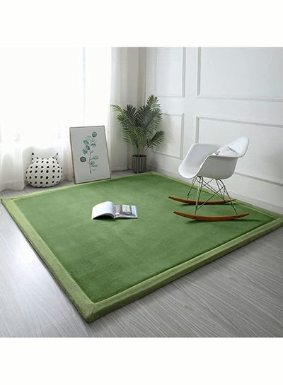 Buy Carpet game mat carpet crawl mat nursery baby toddler children's room, yoga mat exercise mat (dark green, 100 x 200cm) in Saudi Arabia