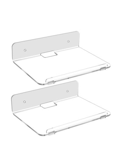 Buy Set of 2 Acrylic Floating Wall Shelves Hanging Shelves, Adhesive Wall Display Shelf Stand for Plant Pot, Speaker, Security Camera, Figures in Office and Home, 8 x 6 Inch in Saudi Arabia