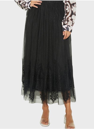 Buy High Waist Lace Detail Skirt in UAE