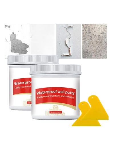 اشتري Waterproof Wall Repair Paste with Scraper, 2 PCS 300g Drywall Patch Repair Kit, Wall Repair Putty, Wall Patching Pastes, Wall Mending Agent for Home Wall, Plaster Dent & Wood Scratch Repair في السعودية