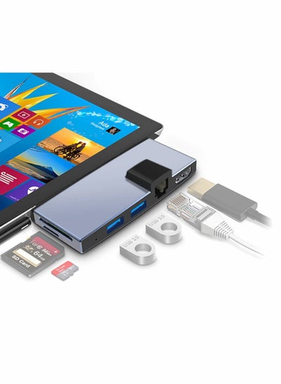 اشتري Hub for Surface Pro 6/Pro 5/Pro 4 Docking Station USB 3.0x2 Adapter TF/SD Memory Card Reader 4K HDMI Port Microsoft 4/ 5/6 في السعودية