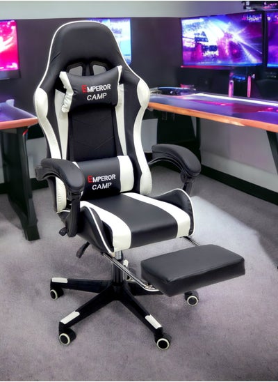 اشتري SBF Emperor Camp Gaming Chair, Reclining High Back PU Leather Office Desk Chair, Adjustable Headrest Footrest and Lumbar Support, Swivel Video Game Chair, Ergonomic Computer Gaming Chair في الامارات