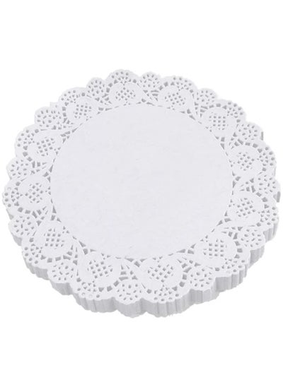 Buy 8.5-in Lace Paper Doilies Disposable Decorative Round Paper Tableware Decoration 100 Piece White in UAE