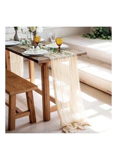 Buy Beige Sage Green Cheesecloth Table Runner Boho Gauze Cheese Cloth Table Runner Rustic Sheer Runner 300cm Long for Wedding Bridal Baby Shower Birthday St. Patrick's Day Table Decorations (Beige) in UAE