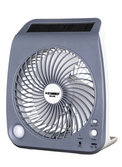 Buy 7 Inch Mini Rechargeable Fan With LED Light White AC/DC in UAE