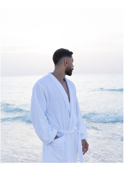 Buy White Kimono Bathrobe 100% Cotton 450GSM in Egypt