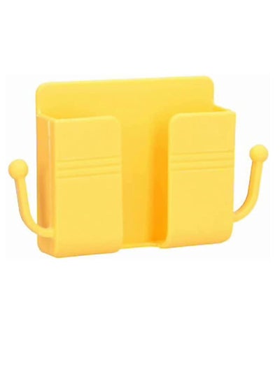 Buy Wall Mount Phone Holder Stand Multi Purpose Phone Charging Dock With Adhesive Yellow in UAE