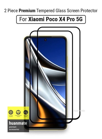 Buy 2 Pieces Edge to Edge Full Surface Screen Protector For Xiaomi Poco X4 Pro 5G Black/Clear in Saudi Arabia