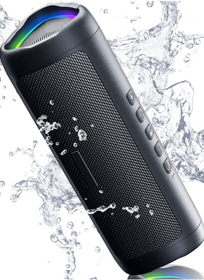 اشتري Bluetooth Speaker with HD Sound, Portable Wireless, IPX5 Waterproof, Up to 24H Playtime, TWS Pairing, BT5.3, for Home Party Outdoor Beach, Electronic Gadgets, Birthday Gift, Black في السعودية