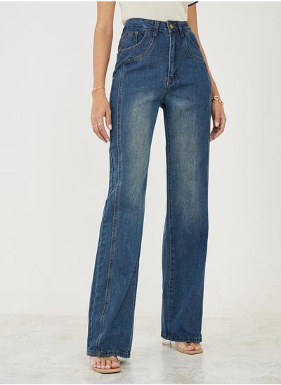 Buy High Rise Panelled Straight Leg Jeans in Saudi Arabia