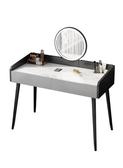 Buy Multifunctional Vanity Table With Drawer Storage, Bedroom Dresser With Mirror 80x40x120cm - Grey in UAE