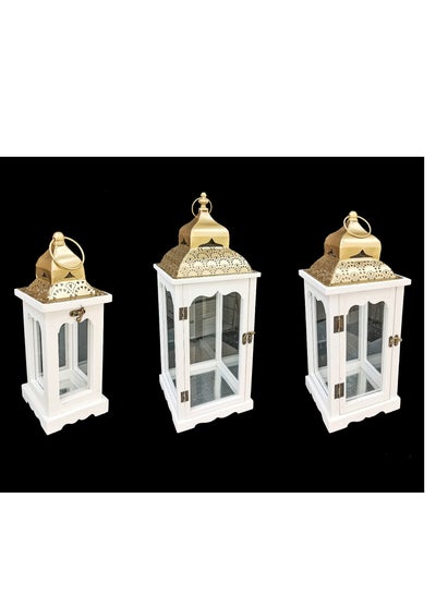 Buy Ramadan lanterns set, 3 white pieces in Saudi Arabia
