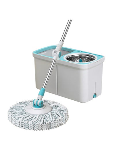 اشتري Microfiber Spin Mop and Bucket, Hand-Free Wringing Floor Cleaning Mop with 2 Reusable Microfiber Mop Heads, Wet/Dry Use, Mop and Bucket with Wringer Set for Hardwood, Laminate, Tile, Vinyl في الامارات