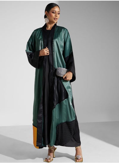 اشتري Color Block Detail Abaya With Sheila في الامارات