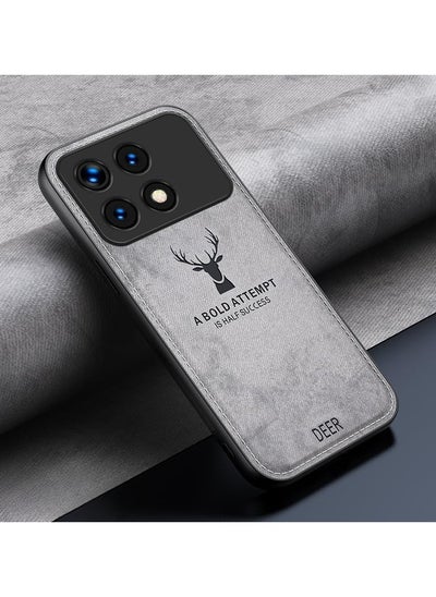 اشتري Compatible with Xiaomi Poco X6 Pro/Redmi K70E Case,Lens All-inclusive Protection,Light Luxury Cloth Pattern Elk Protective Case (Gray) في السعودية