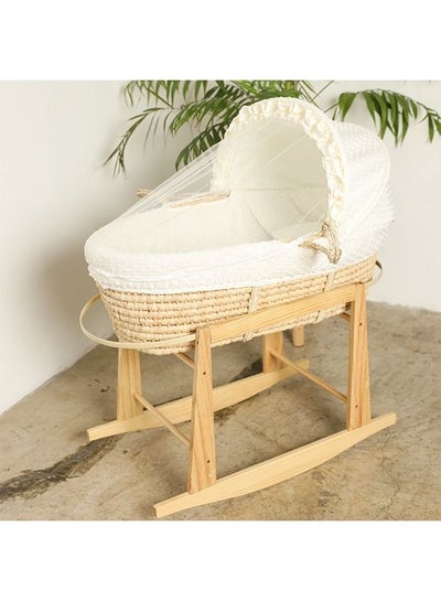Buy Portable Baby Moses Basket Cot With Durable Rocking Stand (off white) in Saudi Arabia