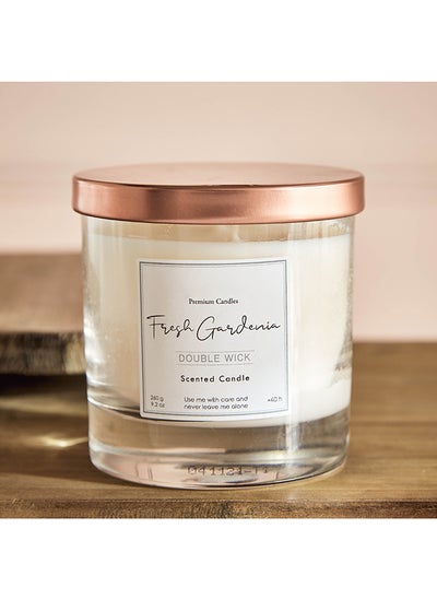 اشتري Vela Aromatium Fresh Gardenia Double Wick Scented Glass Jar Candle 260 g في الامارات