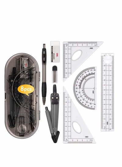 Buy Math Geometry Tool Plastic Clear Ruler Sets Protractor Triangular Ruler Drawing Compass for School Student Classroom, High Quality Material for Long Time and Durable Use in UAE