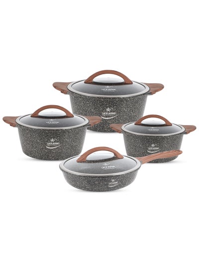 Buy 8-Piece Granite Cookware Set Kitchen Pots and Pans Set Includes Stock Pots and Frying Pan Non Stick Cookware Sets Healthy 100% PFOA & PFAS Free in UAE