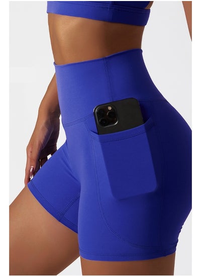 اشتري KAWN YOGA Womens High Waist Contour Seamless Workout Sport Yoga Shorts Tummy Control With Pockets. في الامارات