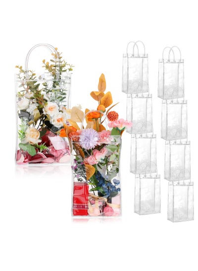 Buy Clear PVC Gift Bags Reusable Transparent Shopping Bag Gift Wrap Tote with Handles for Wedding Flowers Birthday Day Party Bags 25 x 18 x 7cm(10Pcs) in Saudi Arabia