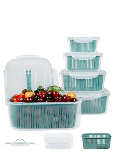 Buy 5 Pack Fridge Food Storage Container Set with Lids, Plastic Fresh Produce Saver Vegetable Fruit Meat Storage Organization, BPA Free Kitchen Refrigerator Organizers Bins in Saudi Arabia