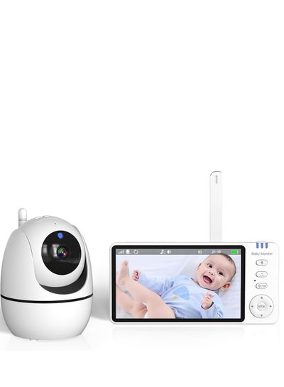Buy Video Baby Monitor with Camera and Audio 5" Display 2.4g Wireless Transmission 8 Lullabies Night Vision 2-Way Talk Vox Temperature Voice Activation in Saudi Arabia