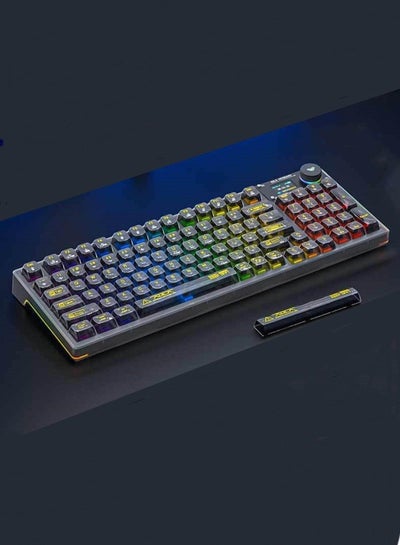 Buy Wireless three-mode Bluetooth keyboard, transparent mechanical keyboard, gaming RGB customized Gasket hot-swappable keyboard in Saudi Arabia