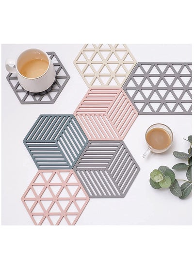 اشتري 8 Pack Premium Silicone Trivet Mats Multipurpose Hot Pot Holders Trivets for Hot Pots and Pans, Hot Pads Thick Countertop Mat for Hot Dish Non-Slip and Heat Resistant في الامارات