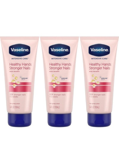 Buy Vaseline Intensive Care Healthy Hands Stronger Nail Lotion with Keratin and Vitamin E Moisturizes Cuticles and Cuticles, Unscented Lotion, 3.4 fl oz (Pack of 3) in Saudi Arabia