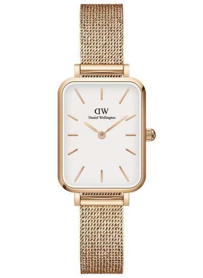 Buy Daniel Wellington Quadro Pressed Melrose Eggshell White Rectangle Women's Watch 20*26mm Dial with Rose Gold Stainless Steel Strap DW00100431 in Saudi Arabia