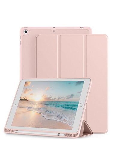 Buy Genuine leather case Cover For Apple ipad 7/8/9 (10.2”) pink in Saudi Arabia