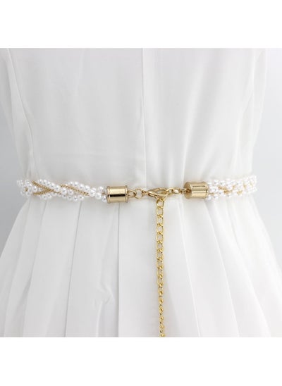 Buy New Womens Pearl Fashion Versatile Decorative Dress Summer Skirt Small Belt in UAE