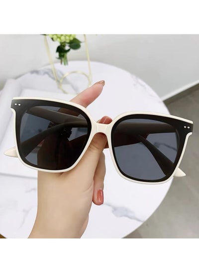 Buy Women's Classic UV Protection Sunglasses, Off White Frame with Black-Gray Lenses in UAE